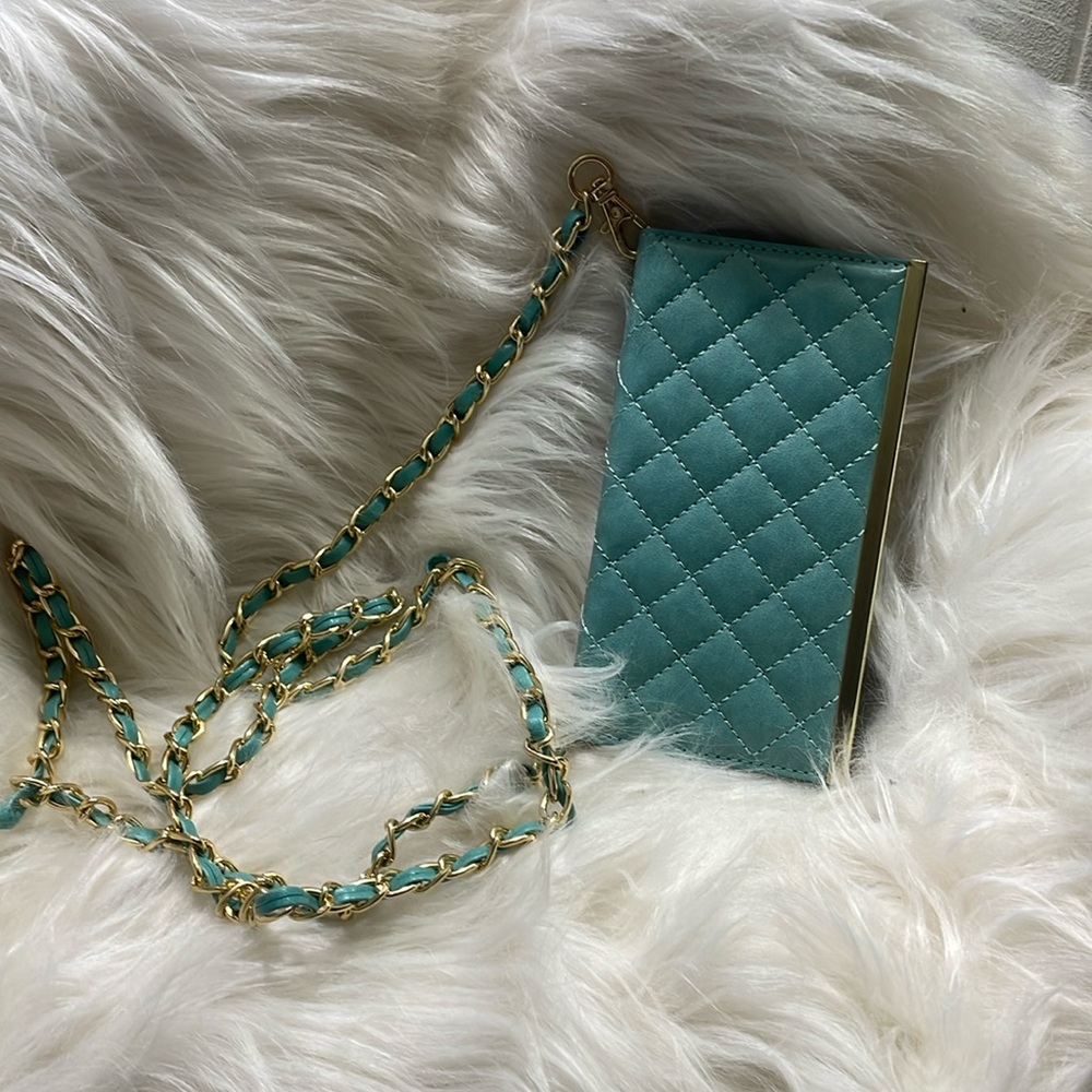 Teal & Gold, Cross Body Phone Case